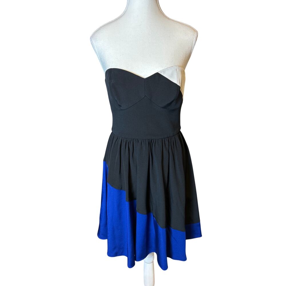 Jay Godfrey | Silk Blend Color Block  Sleeveless Fit & Flare Dress | 6